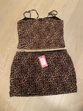 Leopard Print Mini Skirt - Brown Animal Print NWT